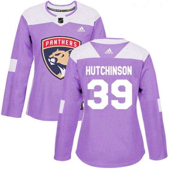 Womens Adidas Florida Panthers 39 Michael Hutchinson Authentic Purple Fights Cancer Practice NHL Jer