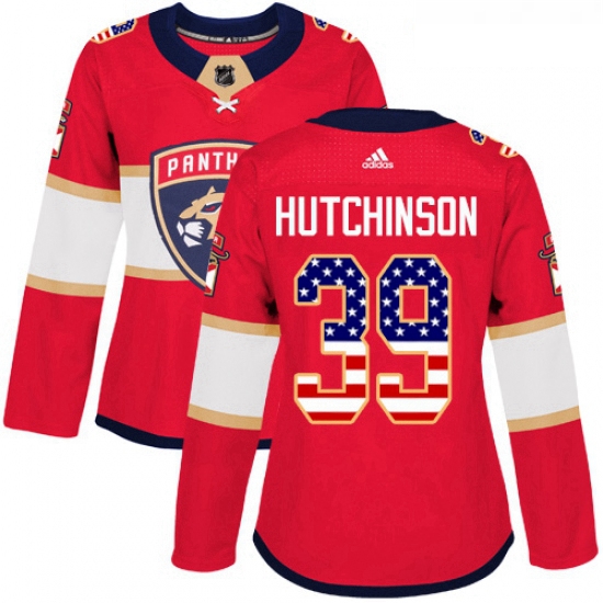 Womens Adidas Florida Panthers 39 Michael Hutchinson Authentic Red USA Flag Fashion NHL Jersey