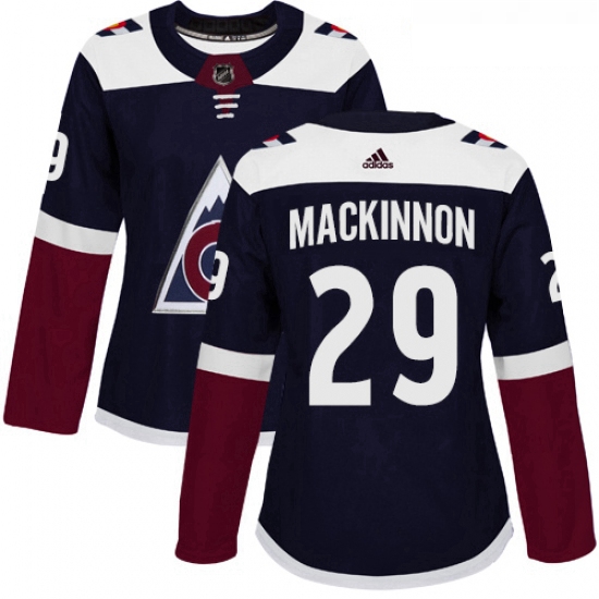 Womens Adidas Colorado Avalanche 29 Nathan MacKinnon Authentic Navy Blue Alternate NHL Jersey