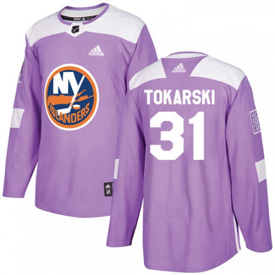 Youth Adidas New York Islanders 31 Dustin Tokarski Authentic Purple Fights Cancer Practice NHL Jerse