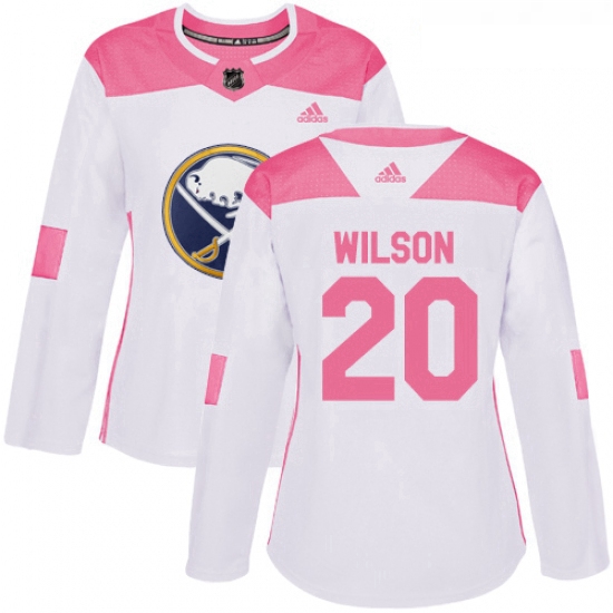 Womens Adidas Buffalo Sabres 20 Scott Wilson Authentic White Pink Fashion NHL Jersey