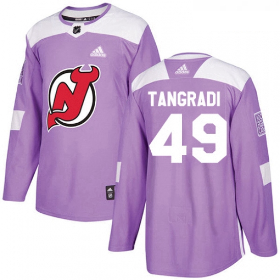 Youth Adidas New Jersey Devils 49 Eric Tangradi Authentic Purple Fights Cancer Practice NHL Jersey