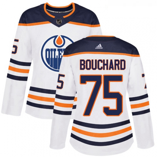 Womens Adidas Edmonton Oilers 75 Evan Bouchard Authentic White Away NHL Jersey