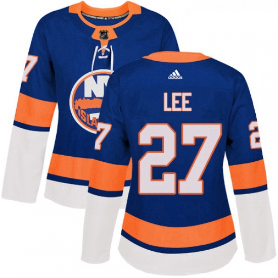 Womens Adidas New York Islanders 27 Anders Lee Authentic Royal Blue Home NHL Jersey