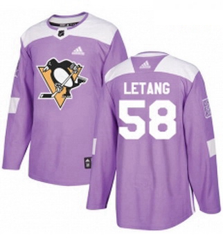 Youth Adidas Pittsburgh Penguins 58 Kris Letang Authentic Purple Fights Cancer Practice NHL Jersey