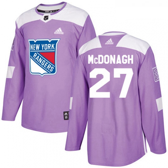 Youth Adidas New York Rangers 27 Ryan McDonagh Authentic Purple Fights Cancer Practice NHL Jersey