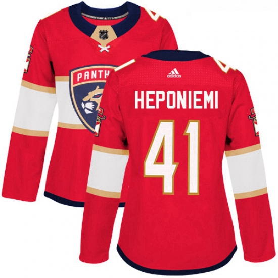 Womens Adidas Florida Panthers 41 Aleksi Heponiemi Authentic Red Home NHL Jersey