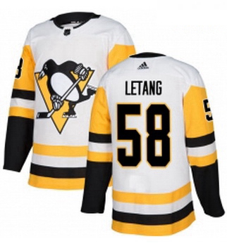 Youth Adidas Pittsburgh Penguins 58 Kris Letang Authentic White Away NHL Jersey