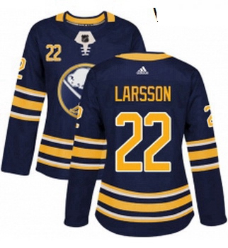 Womens Adidas Buffalo Sabres 22 Johan Larsson Authentic Navy Blue Home NHL Jersey