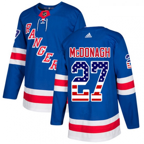 Youth Adidas New York Rangers 27 Ryan McDonagh Authentic Royal Blue USA Flag Fashion NHL Jersey