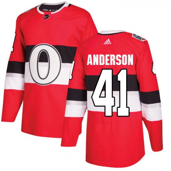 Youth Adidas Ottawa Senators 41 Craig Anderson Authentic Red 2017 100 Classic NHL Jersey