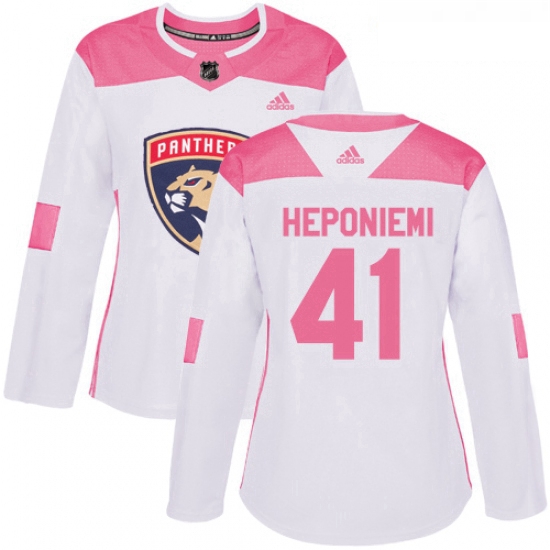 Womens Adidas Florida Panthers 41 Aleksi Heponiemi Authentic WhitePink Fashion NHL Jersey