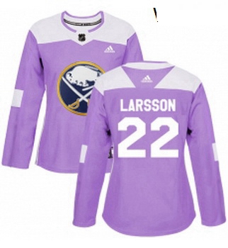 Womens Adidas Buffalo Sabres 22 Johan Larsson Authentic Purple Fights Cancer Practice NHL Jersey