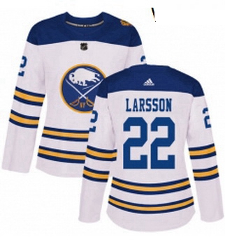 Womens Adidas Buffalo Sabres 22 Johan Larsson Authentic White 2018 Winter Classic NHL Jersey