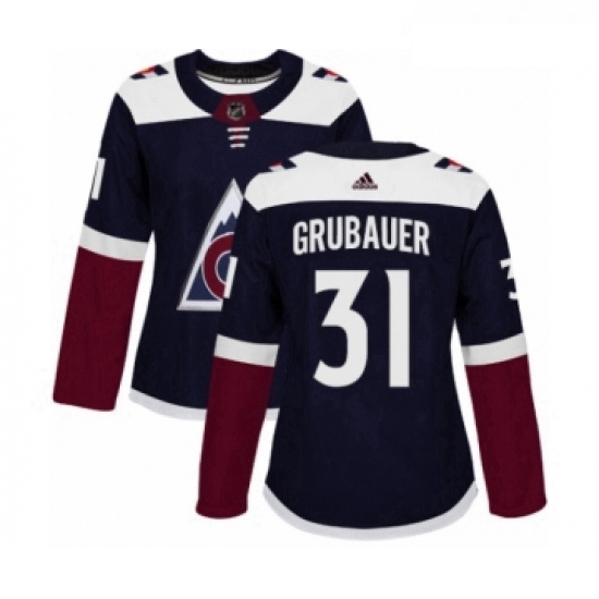 Womens Adidas Colorado Avalanche 31 Philipp Grubauer Premier Navy Blue Alternate NHL Jersey