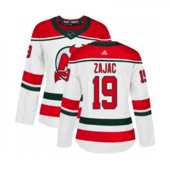 Womens Adidas New Jersey Devils 19 Travis Zajac Authentic White Alternate NHL Jersey