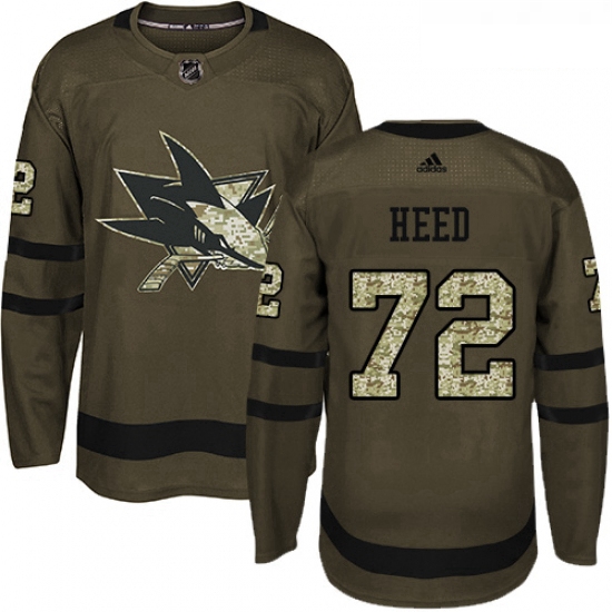 Youth Adidas San Jose Sharks 72 Tim Heed Premier Green Salute to Service NHL Jersey