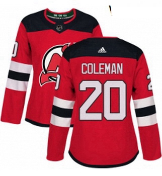 Womens Adidas New Jersey Devils 20 Blake Coleman Authentic Red Home NHL Jersey