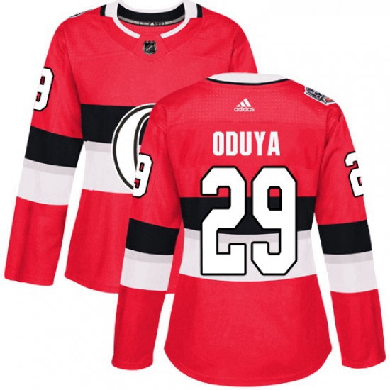 Womens Adidas Ottawa Senators 29 Johnny Oduya Authentic Red 2017 100 Classic NHL Jersey