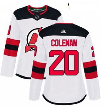 Womens Adidas New Jersey Devils 20 Blake Coleman Authentic White Away NHL Jersey