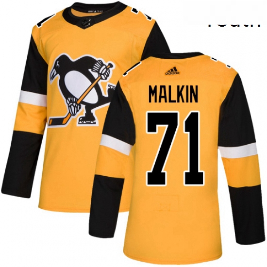 Youth Adidas Pittsburgh Penguins 71 Evgeni Malkin Authentic Gold Alternate NHL Jersey