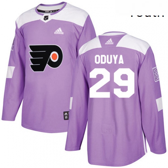 Youth Adidas Philadelphia Flyers 29 Johnny Oduya Authentic Purple Fights Cancer Practice NHL Jersey