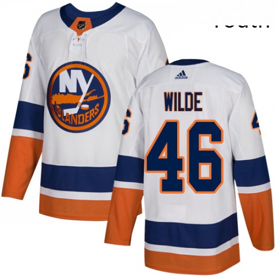 Youth Adidas New York Islanders 46 Bode Wilde Authentic White Away NHL Jersey