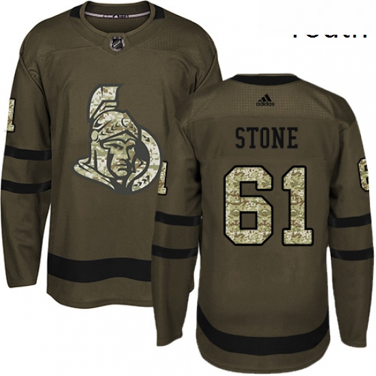 Youth Adidas Ottawa Senators 61 Mark Stone Premier Green Salute to Service NHL Jersey