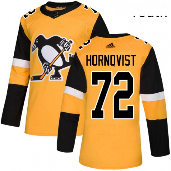 Youth Adidas Pittsburgh Penguins 72 Patric Hornqvist Authentic Gold Alternate NHL Jersey