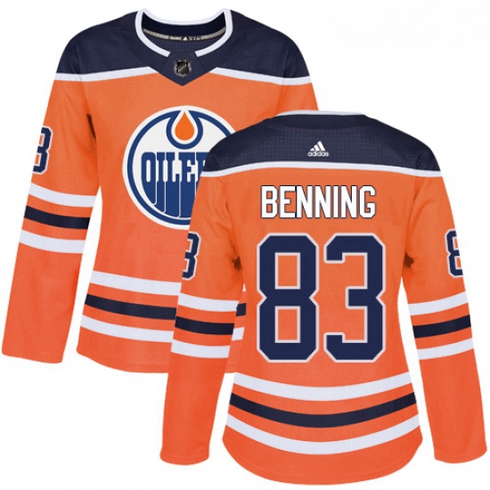 Womens Adidas Edmonton Oilers 83 Matt Benning Authentic Orange Home NHL Jersey