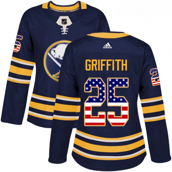 Womens Adidas Buffalo Sabres 25 Seth Griffith Authentic Navy Blue USA Flag Fashion NHL Jersey