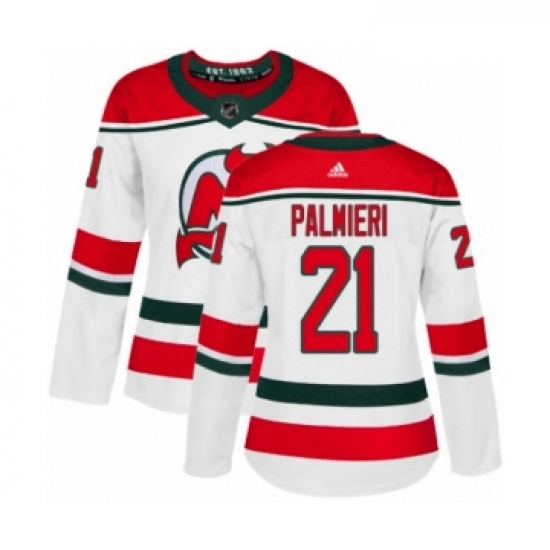 Womens Adidas New Jersey Devils 21 Kyle Palmieri Authentic White Alternate NHL Jersey