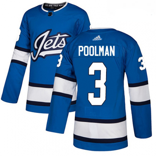 Youth Adidas Winnipeg Jets 3 Tucker Poolman Authentic Blue Alternate NHL Jersey