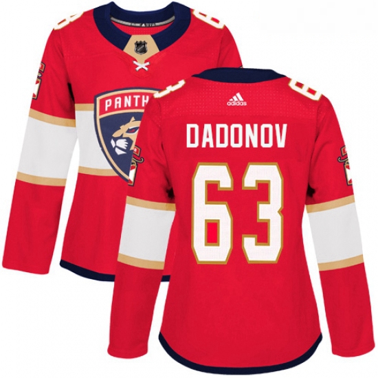 Womens Adidas Florida Panthers 63 Evgenii Dadonov Authentic Red Home NHL Jersey