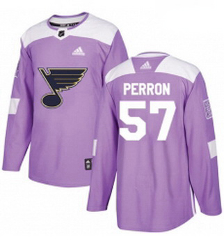 Youth Adidas St Louis Blues 57 David Perron Authentic Purple Fights Cancer Practice NHL Jersey