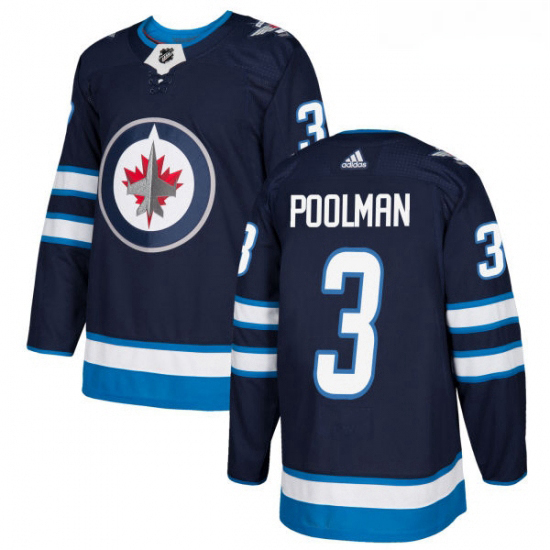 Youth Adidas Winnipeg Jets 3 Tucker Poolman Authentic Navy Blue Home NHL Jersey