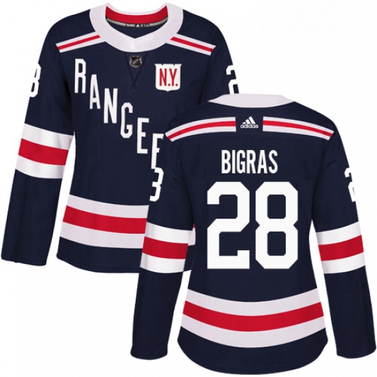 Womens Adidas New York Rangers 28 Chris Bigras Authentic Navy Blue 2018 Winter Classic NHL Jersey