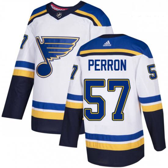 Youth Adidas St Louis Blues 57 David Perron Authentic White Away NHL Jersey