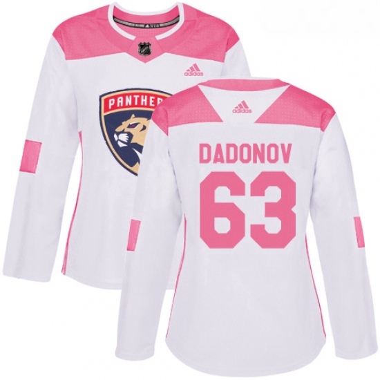 Womens Adidas Florida Panthers 63 Evgenii Dadonov Authentic WhitePink Fashion NHL Jersey