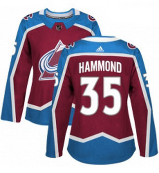 Womens Adidas Colorado Avalanche 35 Andrew Hammond Authentic Burgundy Red Home NHL Jersey