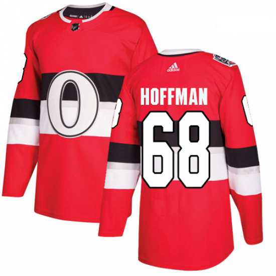 Youth Adidas Ottawa Senators 68 Mike Hoffman Authentic Red 2017 100 Classic NHL Jersey