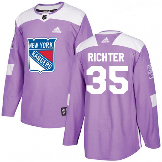 Youth Adidas New York Rangers 35 Mike Richter Authentic Purple Fights Cancer Practice NHL Jersey