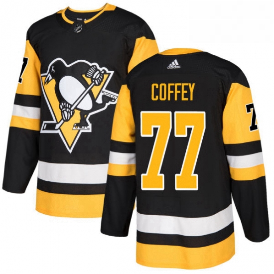 Youth Adidas Pittsburgh Penguins 77 Paul Coffey Authentic Black Home NHL Jersey