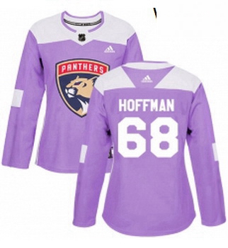 Womens Adidas Florida Panthers 68 Mike Hoffman Authentic Purple Fights Cancer Practice NHL Jersey