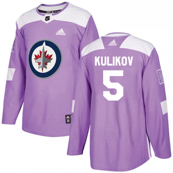 Youth Adidas Winnipeg Jets 5 Dmitry Kulikov Authentic Purple Fights Cancer Practice NHL Jersey