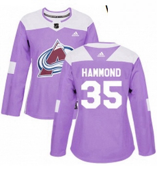 Womens Adidas Colorado Avalanche 35 Andrew Hammond Authentic Purple Fights Cancer Practice NHL Jerse