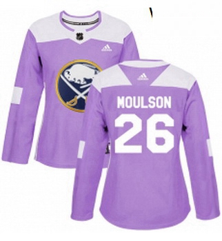 Womens Adidas Buffalo Sabres 26 Matt Moulson Authentic Purple Fights Cancer Practice NHL Jersey