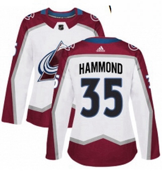 Womens Adidas Colorado Avalanche 35 Andrew Hammond Authentic White Away NHL Jersey