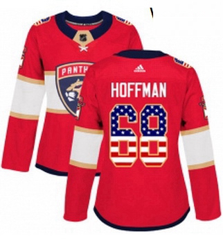 Womens Adidas Florida Panthers 68 Mike Hoffman Authentic Red USA Flag Fashion NHL Jersey