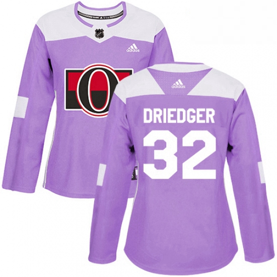 Womens Adidas Ottawa Senators 32 Chris Driedger Authentic Purple Fights Cancer Practice NHL Jersey